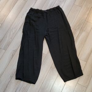 Cut Loose Black Rayon Parachute Crop Pant with Darts